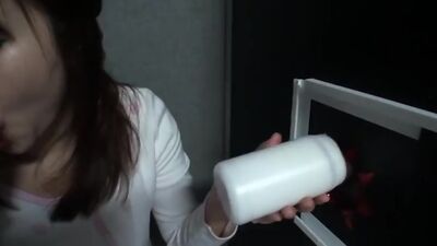 Pretty lady likes her new, exciting job a lot