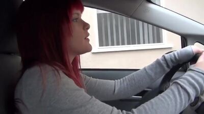 Emo girlfriend teasing in the car