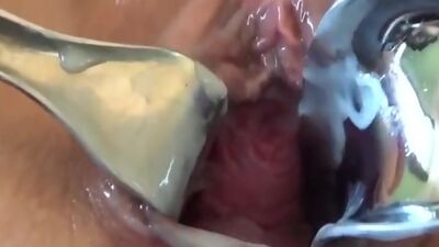 Amateur cunt female secretion close-up