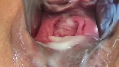 Amateur cunt female secretion close-up