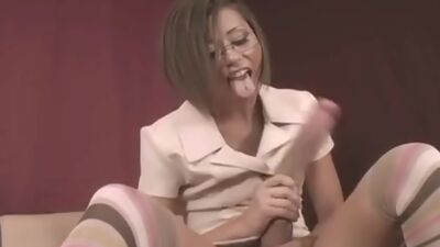 Teen cutie with glasses loves sucking