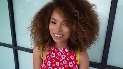 Curly haired natural ebony banged pov