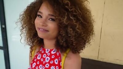 Curly haired natural ebony banged pov