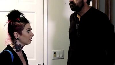 BURNING ANGEL - Tattooed goth and babe in pussy licking 3way