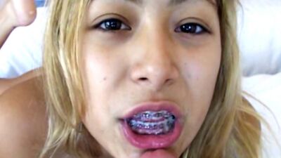 Gorgeous asian gf on a cummy cock sucking