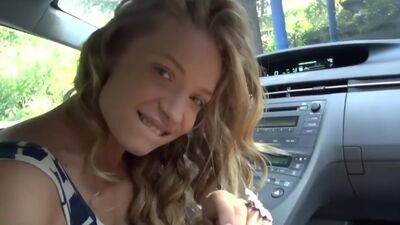 Amazing handjob while driving leads to public fucking