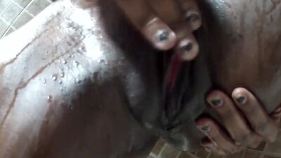 Lady coffee's shower head masturbation