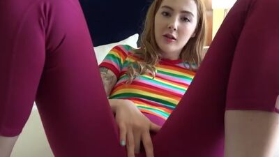 Redhead In Ripped Yoga Pants