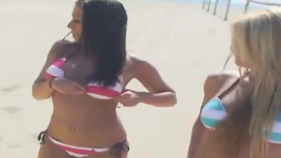 Lesbian Beach Babes Making Out! part 2