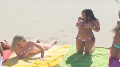 Lesbian Beach Babes Making Out! part 2