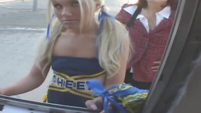 Naughty Cheerleader Sucks Pussy & Cock part 1