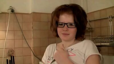 Nerdy fatty gets all nude