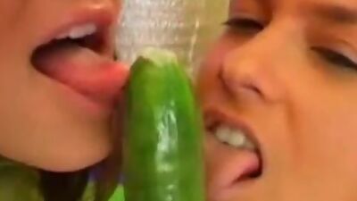 Teen Veronika fucks a cucumber.