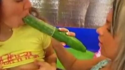 Teen Veronika fucks a cucumber.