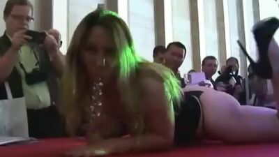 Whore has cunt licked in public