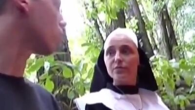 Naughty nun loves cock and cum
