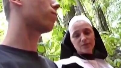 Naughty nun loves cock and cum
