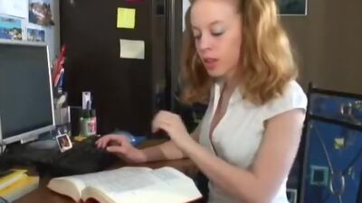 Blonde schoolgirl in crazy action