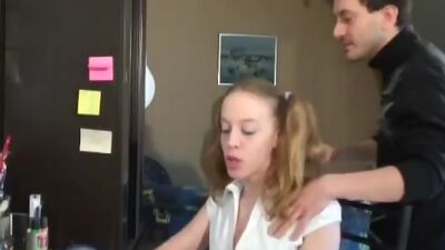 Blonde schoolgirl in crazy action