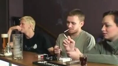 Blonde sucks boners in club