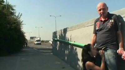 Outdoor fuck with babe and man