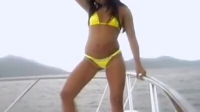 Two crazy gals have a Brazilian party and threesome on yacht