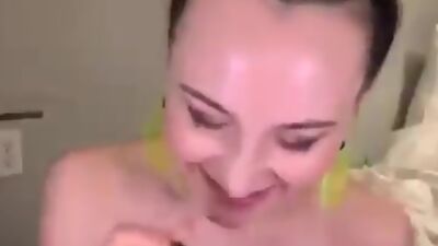 Happy girlfriend blowing and masturbating cock in real homemade video