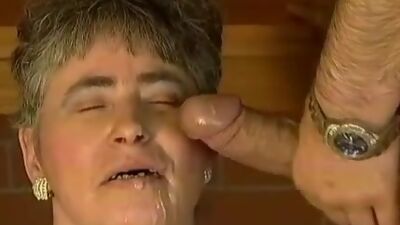 Cumshot with sexy granny