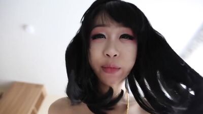 19yo cute Thai ladyboy gets slammed and cum covered2