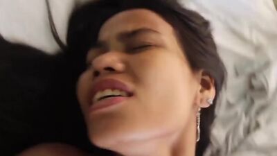 Petite Asian MILF gets dick bigger than she's used to and just can't stop cumming