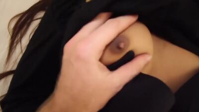 Camera-shy Asian girl gets filled with strangers hard white cock