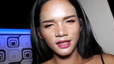 Asian teen ladyboy Nan cant help but to cum after he toyed her asshole