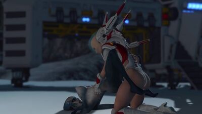 An alien gets fucked by a spacewoman in spacesuit with strapon