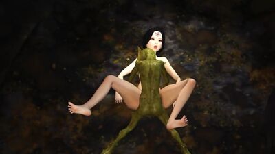 Young queen gets fucked hard by a Boggles green monster in mystical cave