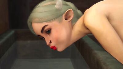 Four breasts and an udder! Farmer plays with a sexy young woman in cowshed