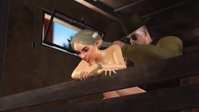 Four breasts and an udder! Farmer plays with a sexy young woman in cowshed