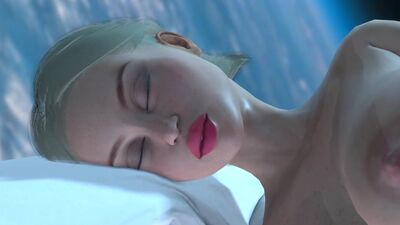 Hot sci-fi android dickgirl plays with a sexy horny blonde in the space sta