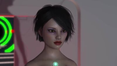 Hot sci-fi android dickgirl plays with a sexy horny blonde in the space sta