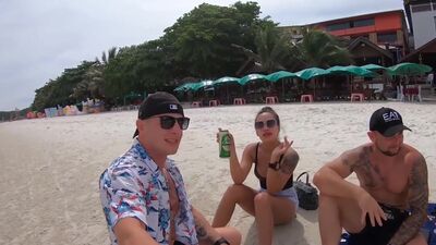 Bon voyage blowjob from his big boobs amateur Asian girlfriend