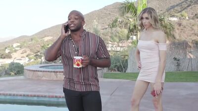 Shemale stepdaughter Lily Demure barebacked by black stepdad