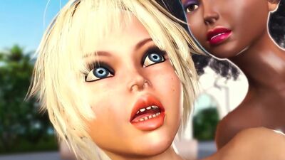 Hot sex in L.A. Sexy ebony dickgirl plays with young blonde outdoor