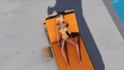 Hot outdoor sex. 3d black shemale fucks hard a sexy college girl in villa