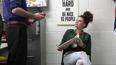 Feisty big boobs teen thief Indica Flower gets busted stealing dildos