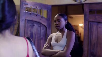 Three lesbians enjoyed amazing fingering after black babe enjoyed massage