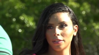 Big boobs Latina shemale Joss Amor fucked black guys mouth and asshole