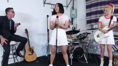 Female KPop band mates sharing hard cock to be famous