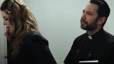 Rebel BBW teen Eliza Eves fucks much older priest who got called by mom
