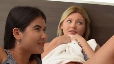 Lady D tries to steal Zazie her stepbros girlfriend and they all wind up in a cock sucking and riding horny threesome