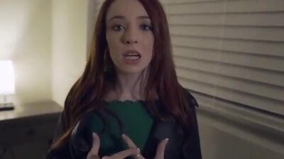 Madi Collins gets caught sneaking out so she shows her stepbro her bald pussy to see if she has shaved it correctly