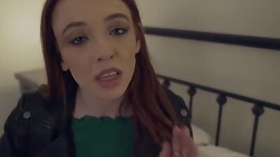 Madi Collins gets caught sneaking out so she shows her stepbro her bald pussy to see if she has shaved it correctly